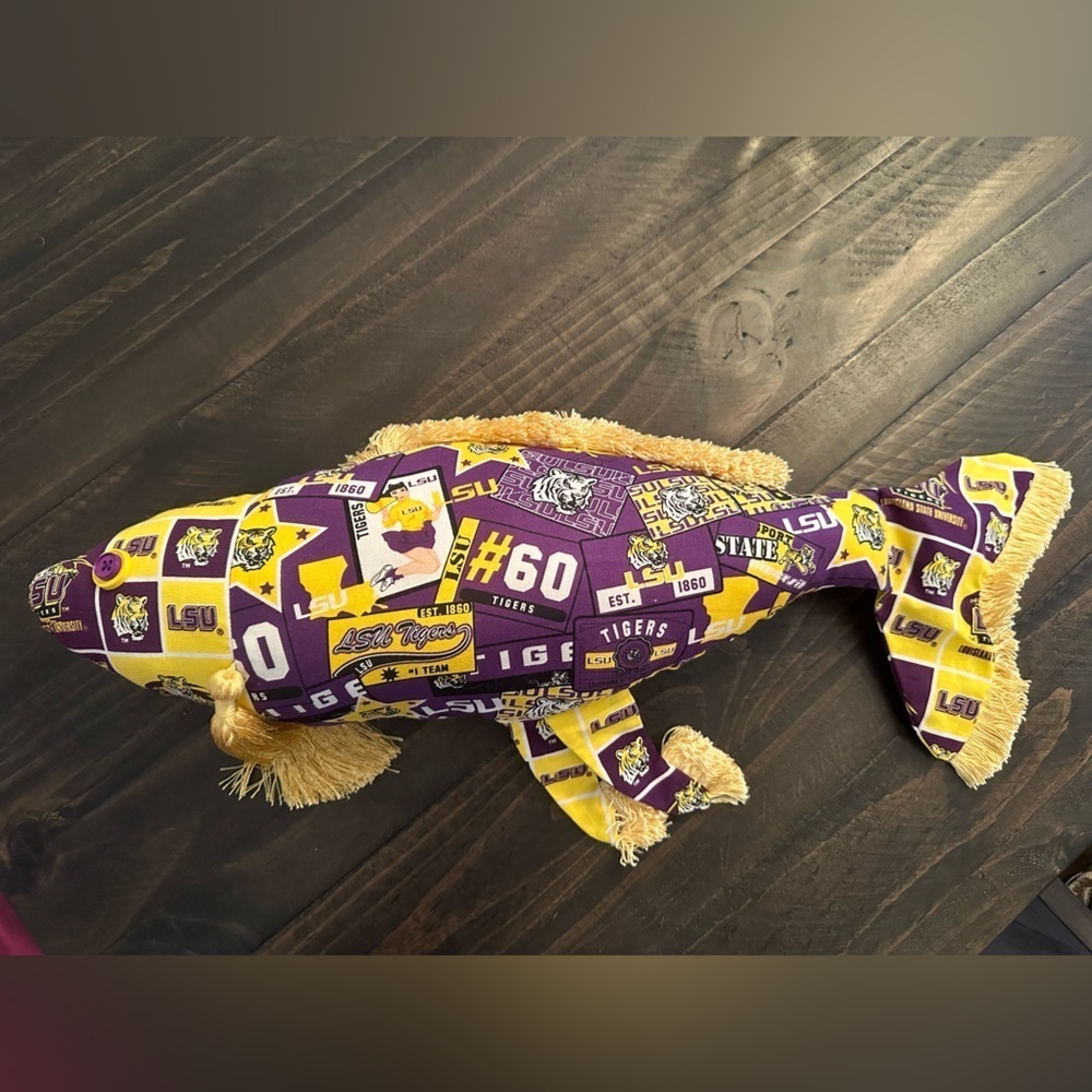 LSU Tigers homemade good luck fish pillow